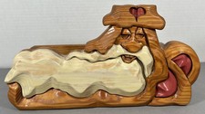 R.A. Pitz Hand Carved Wood Wizard Santa Troll Viking Box Sculpture Heart NICE picture