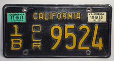 1963 CALIFORNIA Dealer License Plate 1B DLR 9524 with 1969 and 1971 Stickers picture