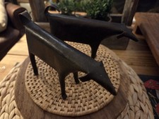 Art Studio Metal Art Hand Made Modern Farmhouse Cow Sculptures Set Of Two picture