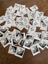 Vintage 80’s Lot Of 57 Poison Sticker Skull Crossbones Hazmat 1.75” Sq Corrosive picture