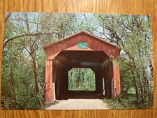 UNUSED POSTCARD, CRAPLE BRIDGE, WOODEN COVERED BRIDGE, INDIANA (64)  picture