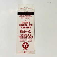 Gasper's Truck Plaza Texaco Kingdom City MO Vintage Matchbook Cover 4MB99-1 picture