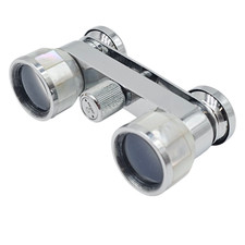 VTG Birks Opera Glasses Chrome Mother of Pearl MOP Folding Binocular Japan 3.75