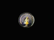 29mm Czech Glass Peacock Button Purple Black Gold With Metal Shank picture