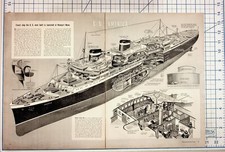 SS America Ship Cutaway Diagram 1939 Magazine Article Newport News VTG Ephemera picture