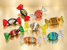 Lot of 12 Vintage Murano Blown Candy Glass Wrapped Art Pieces   Italy picture