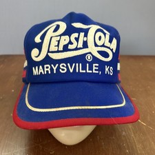 VTG Pepsi Cola 3 Stripe Employee Trucker Hat Cap Marysville KS Kansas Union USA picture