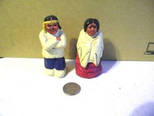 Vintage Chalkware Native American Indian Salt & Pepper Shakers 1959 picture