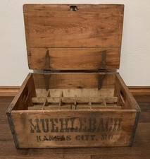 Antique Wooden Muehlebach Beer Crate w/ Original G&C Label, 24-Bottle Size picture