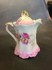 Victorian Floral Handpainted Vinatge Chocolate Pot, Tea, Creamer picture