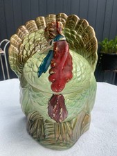 RARE * GREEN * 1945  McCoy Turkey Cookie Jar with Cold Paint * The Gobbler * picture