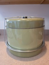 Vtg J.L. Clark Triple Decker Food Carrier Avocado Green Picnic Mid Century  picture
