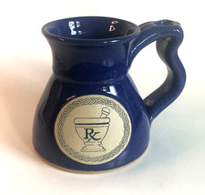 Clayton Stoneware RX Pharmacy Pharmacist Coffee Mug Pottery Cobalt Blue No Spill picture