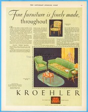1928 Kroehler Furniture Vintage Ad 20s Living Room Suite Sofa Chairs Chicago IL picture