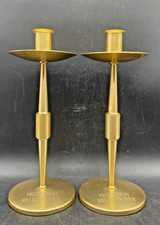 Pair of Vintage Altar Candlesticks, Presentation Candle Holders, Brass 12” picture