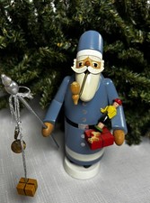 Erzgebirgische Volkskunst Seiffen Wooden Smoker Santa Christmas Pipe 7” picture