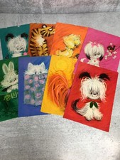 8 VINTAGE HALLMARK  CUTE ANIMAL OVERSIZED POSTCARD Sz 8 1/2