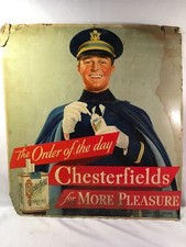 CHESTERFIELD CIGARETTES ORIGINAL 1938 CARDBOARD SIGN ADVERTISEMENT US ARMY picture