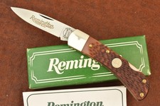 REMINGTON UMC MADE IN USA JIGGED BROWN DELRIN MINI LOCKBACK KNIFE R5 (34125) picture