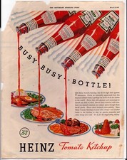 1936 Heinz Busy Busy Bottle - Vintage Tomato Ketchup Advertising Collectible picture