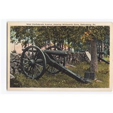 Vintage Gettysburg PA Postcard West Confederate Avenue Whitworth Cannons 5884 picture