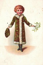 1880s-90s Young Child in Long Winter Coat Trade Card picture