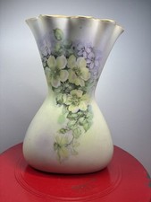 Vintage Andrea by Sadek Vase 8 Inch Porcelain Floral Handpainted Gold Trim 7571 picture