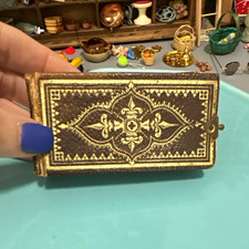 Antique Miniature Pocket Photo Album with Gem Tin Type Photos picture
