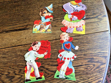 4 Vtg Mechanical Valentines Day Cards 1940 -50's USA Moving Doubl-Glo picture