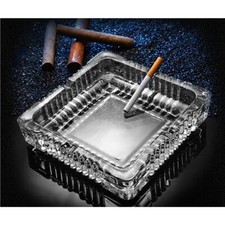 Large Glass Ashtray Clear Crystal Square 7x7 Inches picture