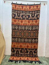 Antique Amazing Indonesian Ikat Technique Textile Cloth Wall Hanging 243x116 Cm picture