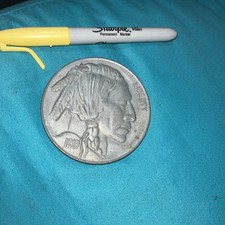 Buffalo Nickel Paperweight Collector HUGE Solid Metal Indian 3” Native American picture