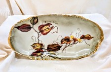Antique Limoges Hand Painted Celery Dish Hobbyist Signed Autumn Leaves CFH GDM picture