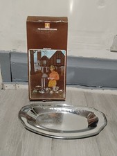 Irvinware Chrome Bread Tray: 1970s Floral Serving Platter picture