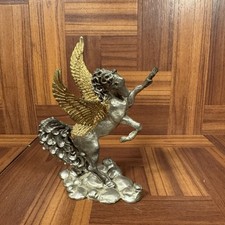 Pewter Unicorn Pegasus Large Heavy Gold Wings 1993 Stunning Beautiful Quality picture