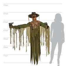 6 Ft Animated Inferno Scarecrow with Flaming Head & Motion Activation new ship f picture