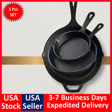 3 Pcs Pre-Seasoned Cast Iron Skillet Set, 6.5
