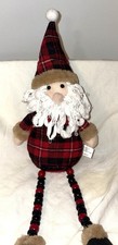 Santa Shelf Sitter Red and Black Plaid    Fluffy Beard CHRISTMAS picture