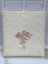 1990s Vintage Hallmark Photo Album Cream Moiré Silk & Satin Ribbon Rose picture