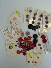 Vintage La Mode La Petite Lansing Button Lot Carded & Loose Red Purple Pink picture
