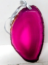 Pink Agate Slice Polished Translucent Magenta Center Textured Outer Crust 3