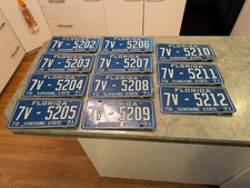Vintage 1970 1971 Blue Orlando FLORIDA License Plate 11pc RARE Sequential Set picture