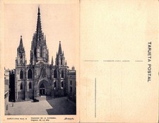 Barcelona Cathedral Postcard Façana de la Seu Tarjeta Postal Unused Vintage picture