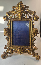 French Rococo Style Gilt Cast Metal Cherub Angel Easel Back Picture Frame picture