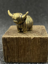 Vintage Solid Copper Miniature Highland Cow Desk & Tea Pet Ornament picture