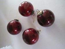 Kugel Style Cracked Ornaments Maroon Lot 4 picture