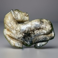 Fabulous Chinese Carved Jade Soapstone Recumbent Horse Sculpture Figure picture