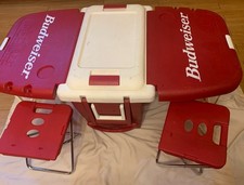 PROMOTIONAL BUDWEISER COOLER W/2 FLIP OUT TABLES & CHAIRS FREECOOLER PATENT picture