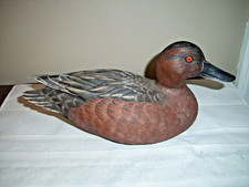 vintage hand painted hand carved wood duck Carved By John Harrell, Angolia La picture