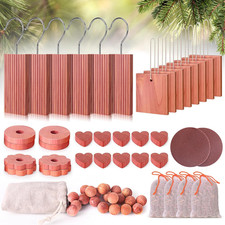 Cedar Blocks for Clothes Storage 56 Pcs, 100% Aromatic Planks with Metal Hooks, picture